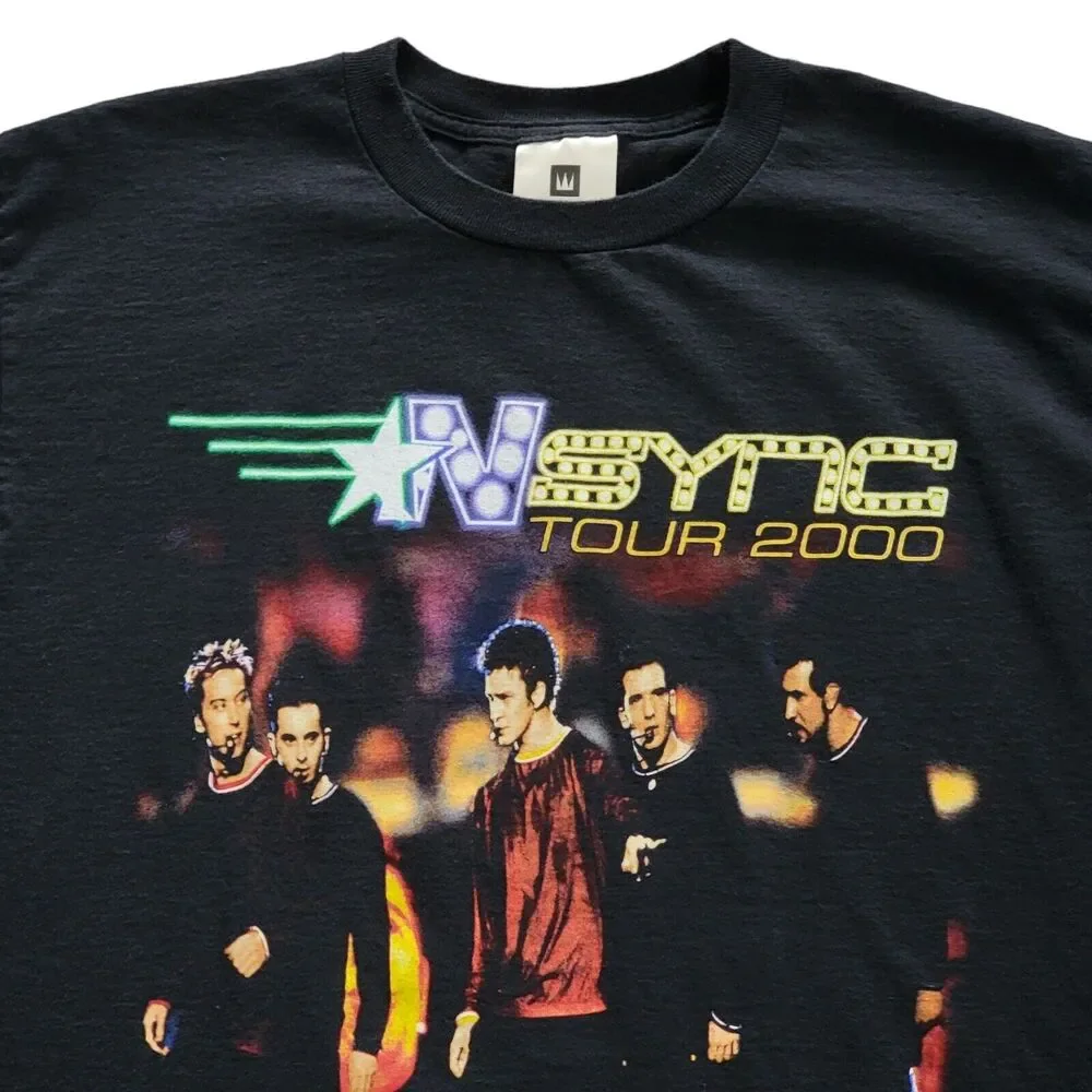 Vintage NSYNC Tour 2000 Band T Shirt Black Winterland Paper Tag Double Sided Y2K